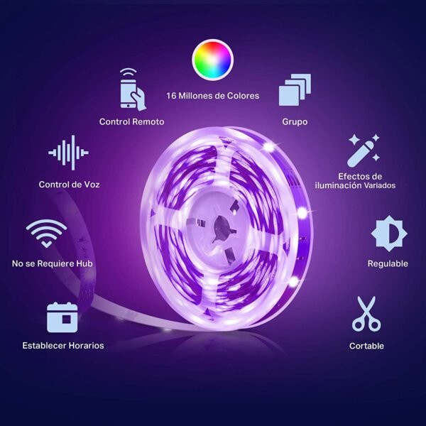 Tira LED RGB Inteligente Wi-Fi – Control por App y Voz con Alexa y Google Home - Imagen 2