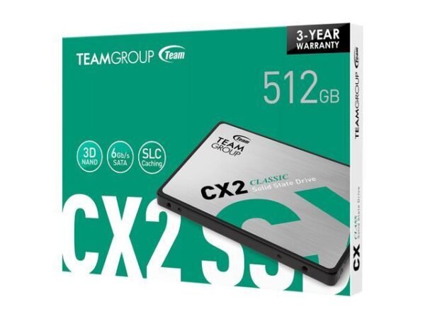 Unidad de estado sólido Teamgroup CX2, 512GB, SATA 6.0 Gb/s, 2.5", ECC, DC +5V - Imagen 2