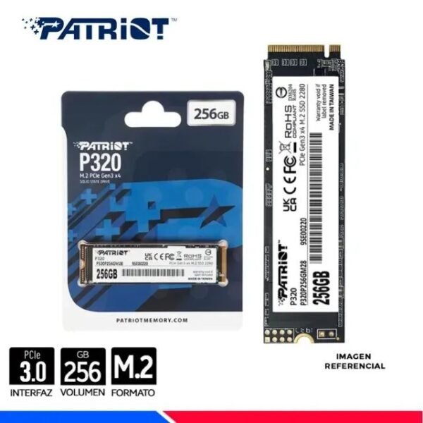 Unidad en estado sólido PATRIOT P320, 256GB, M.2 2280 PCIe Gen 3 x4 NVMe 1.3 - Imagen 2