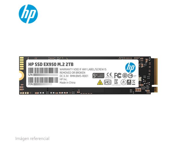 Unidad en estado solido HP EX950, 2TB, M.2, 2280, PCIe Gen 3x4, NVMe 1.3.