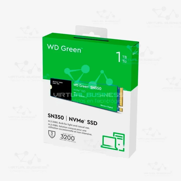 Unidad en estado sólido WD Green SN350 NVMe 1TB M.2 2280, PCIe Gen3 x4 NVMe v1.3 - Imagen 2