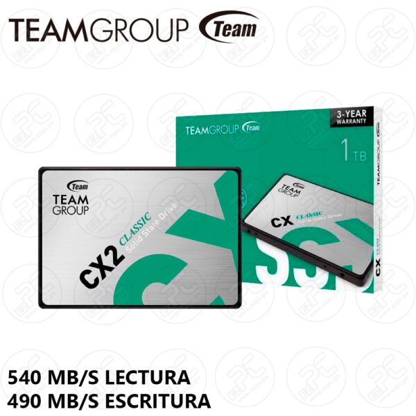 Unidad de estado sólido Teamgroup CX2, 1TB, SATA 6.0 Gb/s, 2.5", ECC, DC +5V - Imagen 2