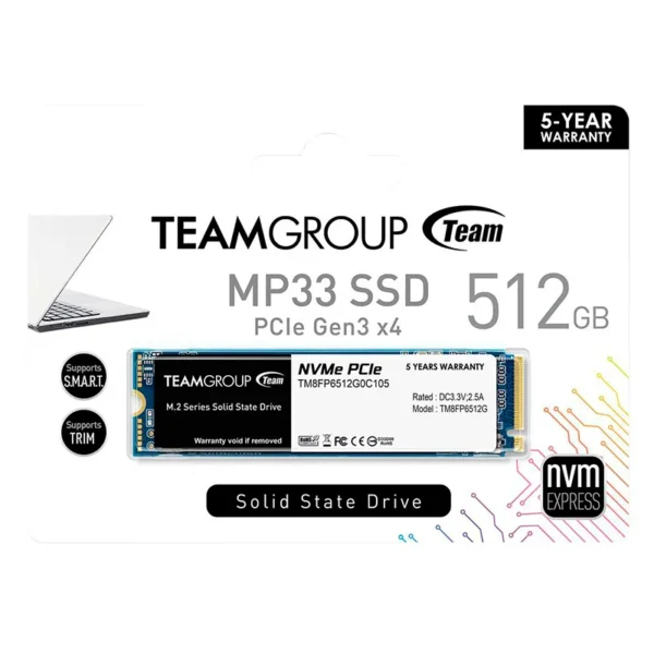 Unidad en estado sólido MP33 M.2 PCIe SSD, 512GB, DC +3.3V - Imagen 2