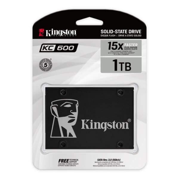 Unidad en estado solido Kingston KC600, 1024GB, SATA Rev 3.0 (6 Gb/s) - Imagen 2