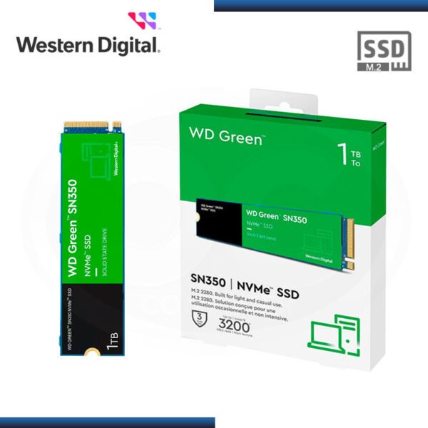 Unidad en estado sólido WD Green SN350 NVMe 1TB M.2 2280, PCIe Gen3 x4 NVMe v1.3 - Imagen 3